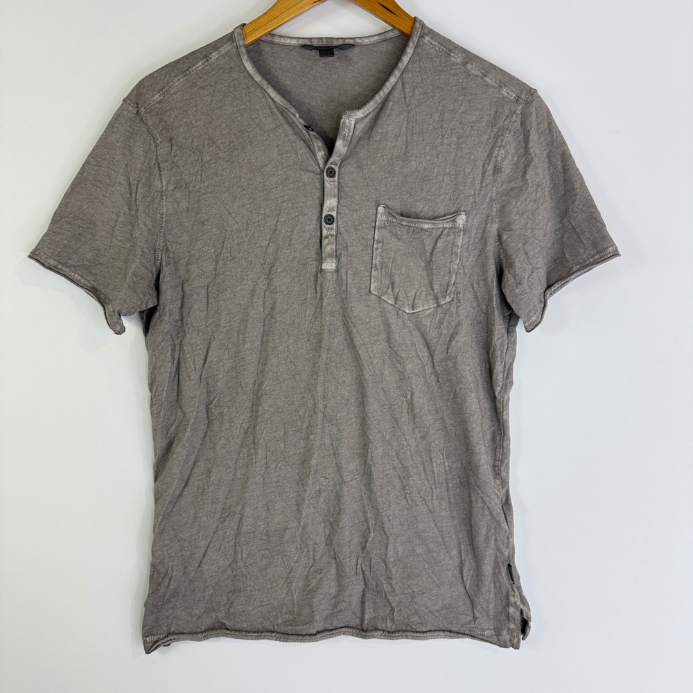 John Varvatos Henley Shirt Mens Small Grey Sublime Wash Cotton Rex K6299S24